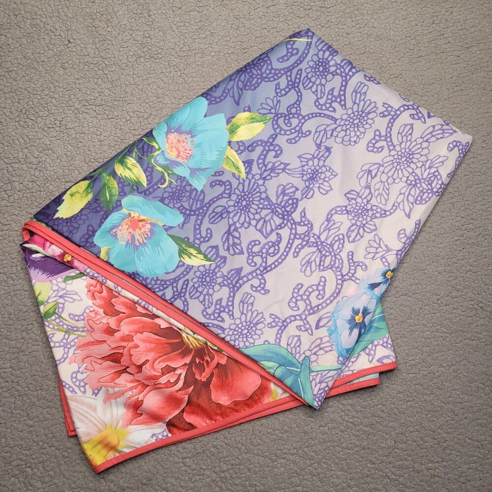 Johnny Was Blanket Throw Reversible Floral Hummingbird Boho Multicolor Print